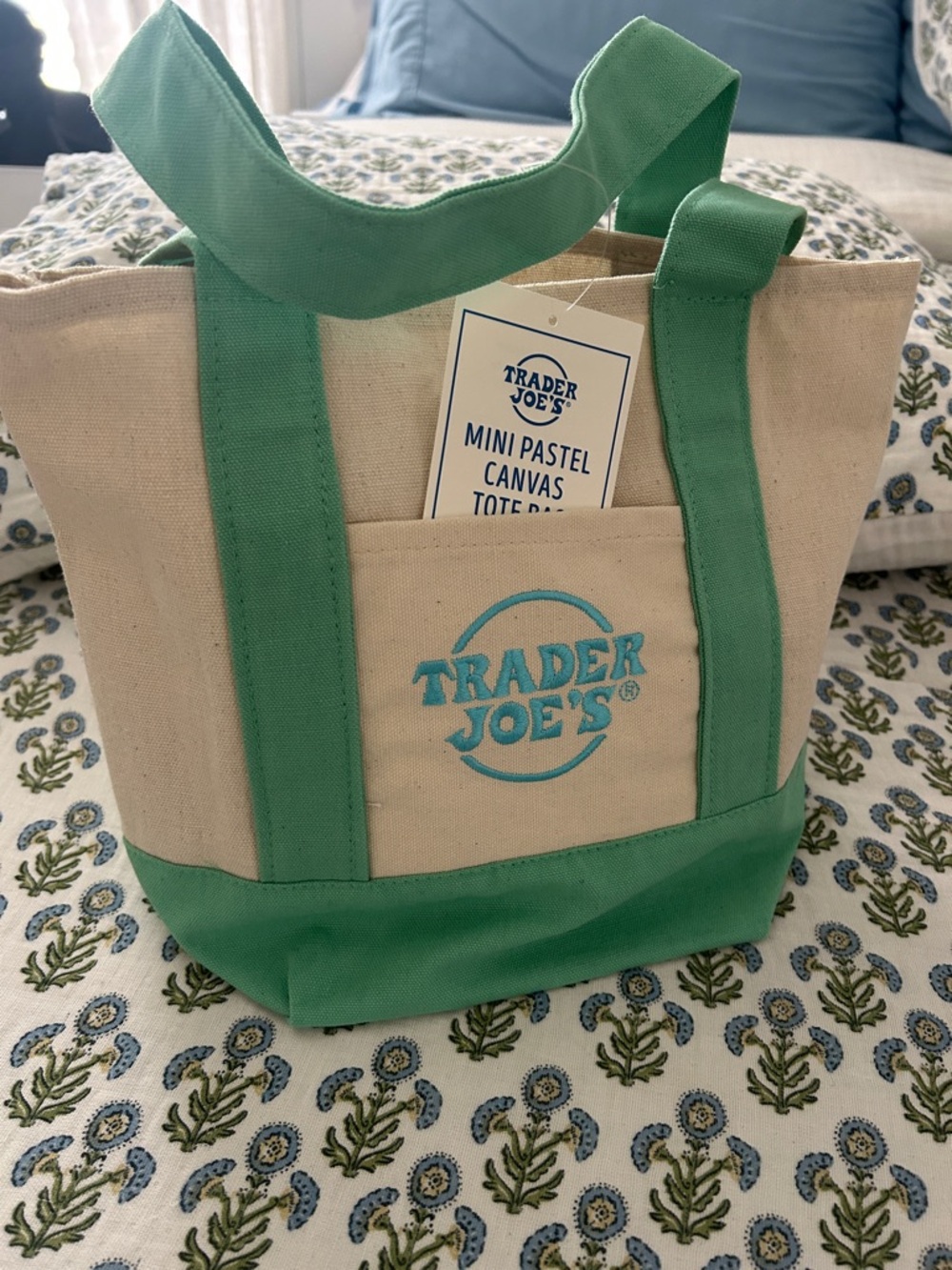 Trader Joe’s mini pastel canvas tote